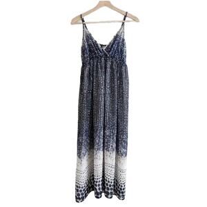 Romeo & Juliet Couture Navy White Dot Midi Sun Dress, Women's Size Small